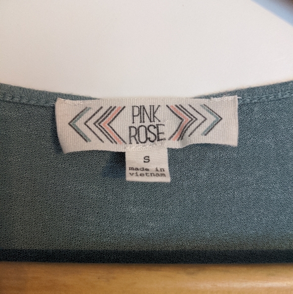 Pink Rose Criss Cross V-Neck Top Blue/Green - Picture 3 of 3